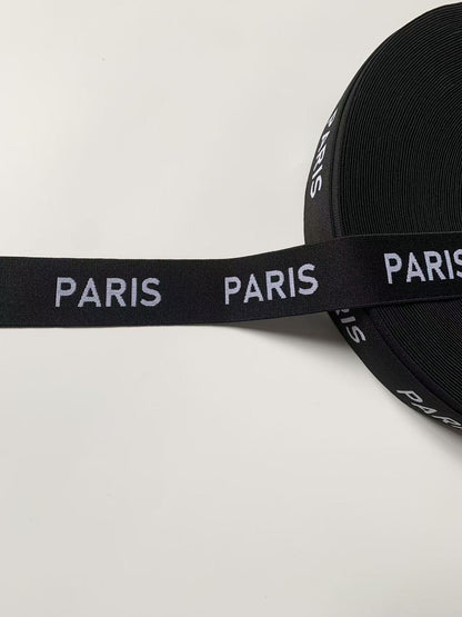 Fashion Black With White Paris 1.6 inch Elastic Strap ,Handmade Striped Ribbon Trim Embroidered For Handicrafts By Yard