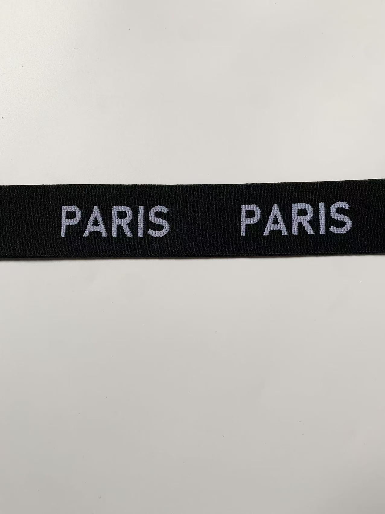 Fashion Black With White Paris 1.6 inch Elastic Strap ,Handmade Striped Ribbon Trim Embroidered For Handicrafts By Yard