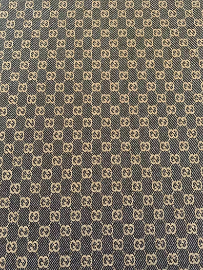 Craft Gray With Tan 0.5" Gucci Knitting Jacquard Cloth Fabric For Handmade Apparel ,Clothing ,Sneaker Upholstery Goods By Yard