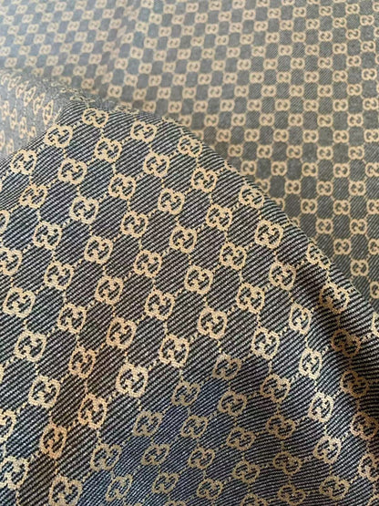 Craft Gray With Tan 0.5" Gucci Knitting Jacquard Cloth Fabric For Handmade Apparel ,Clothing ,Sneaker Upholstery Goods By Yard