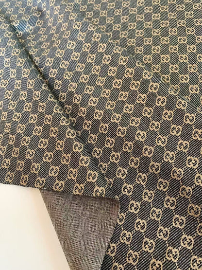 Craft Gray With Tan 0.5" Gucci Knitting Jacquard Cloth Fabric For Handmade Apparel ,Clothing ,Sneaker Upholstery Goods By Yard