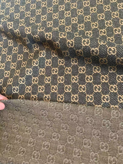 Craft Gray With Tan 0.5" Gucci Knitting Jacquard Cloth Fabric For Handmade Apparel ,Clothing ,Sneaker Upholstery Goods By Yard