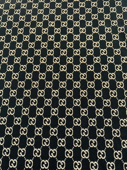 Craft Black With Cream 0.5" Gucci Knitting Jacquard Cloth Fabric For Handmade Apparel ,Clothing ,Sneaker Upholstery Goods By Yard