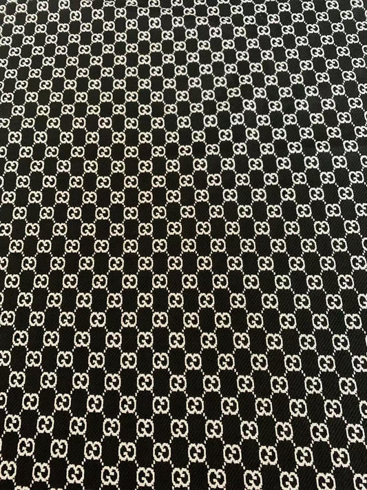 Craft Black With White 0.5" Gucci Knitting Jacquard Cloth Fabric For Handmade Apparel ,Clothing ,Sneaker Upholstery Goods By Yard