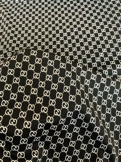 Craft Black With White 0.5" Gucci Knitting Jacquard Cloth Fabric For Handmade Apparel ,Clothing ,Sneaker Upholstery Goods By Yard