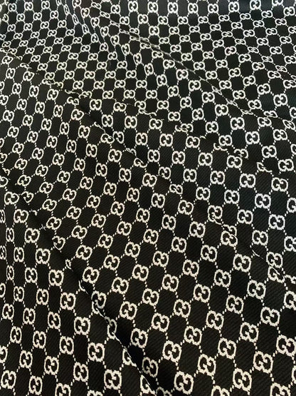 Craft Black With White 0.5" Gucci Knitting Jacquard Cloth Fabric For Handmade Apparel ,Clothing ,Sneaker Upholstery Goods By Yard