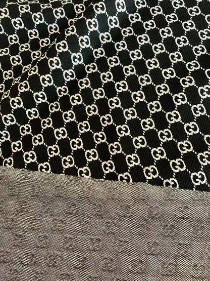 Craft Black With White 0.5" Gucci Knitting Jacquard Cloth Fabric For Handmade Apparel ,Clothing ,Sneaker Upholstery Goods By Yard