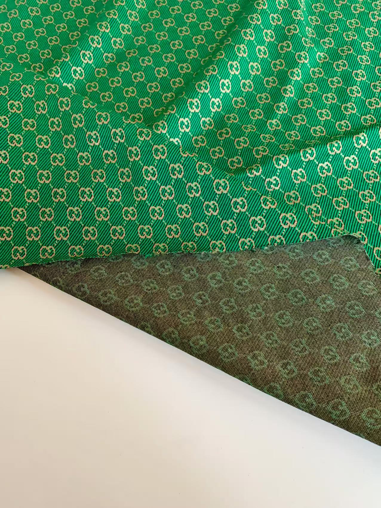 Craft Green 0.5" Gucci Knitting Jacquard Cloth Fabric For Handmade Apparel ,Clothing ,Sneaker Upholstery Goods By Yard