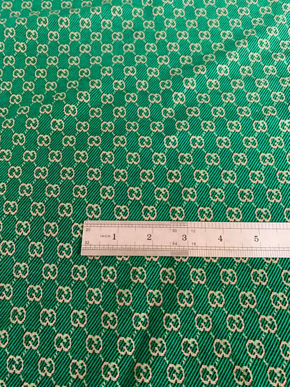 Craft Green 0.5" Gucci Knitting Jacquard Cloth Fabric For Handmade Apparel ,Clothing ,Sneaker Upholstery Goods By Yard