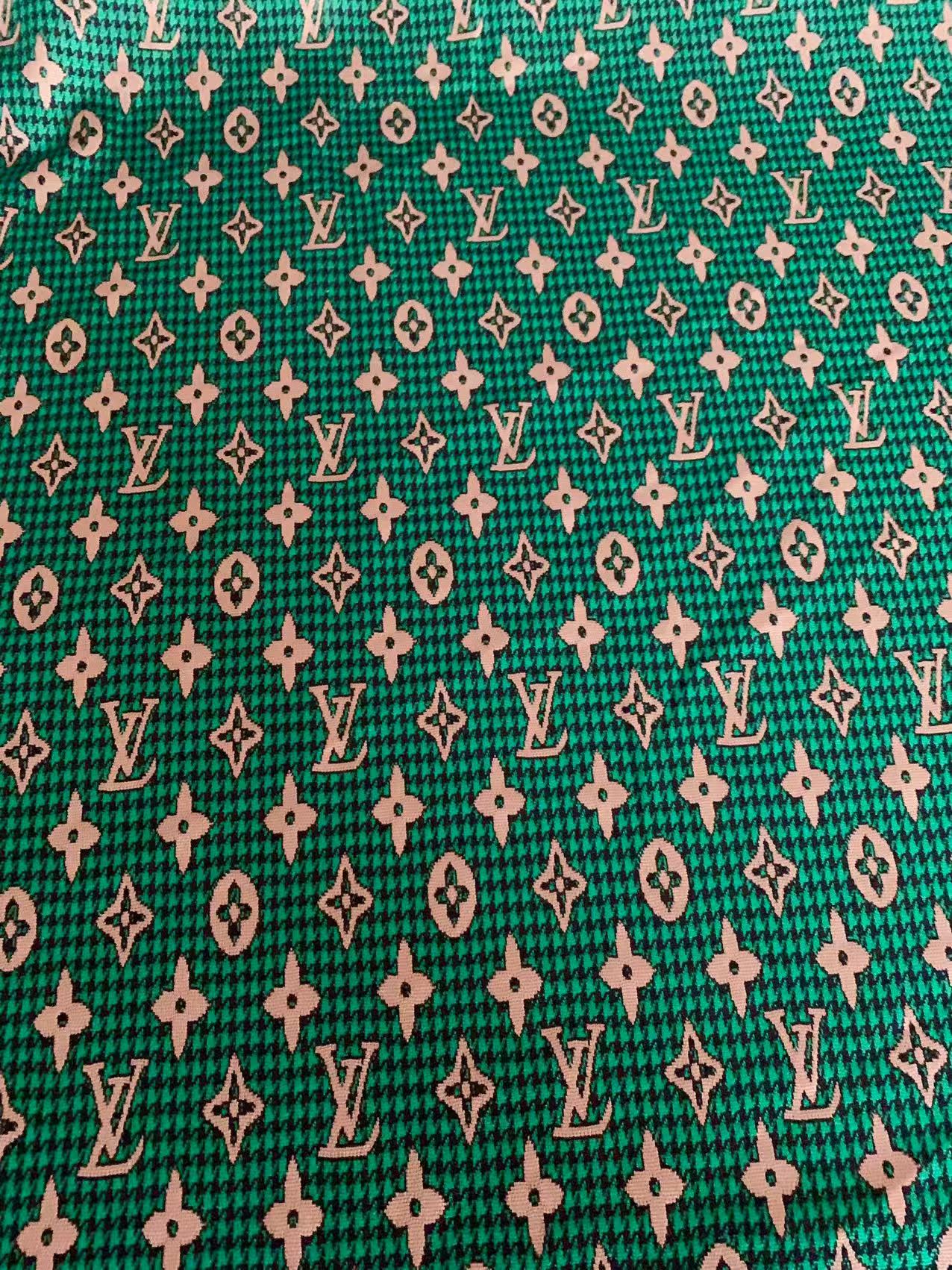 Craft Green LV Knitting Jacquard Cloth Fabric For Handmade Apparel ,Clothing ,Sneaker Upholstery Goods By Yard