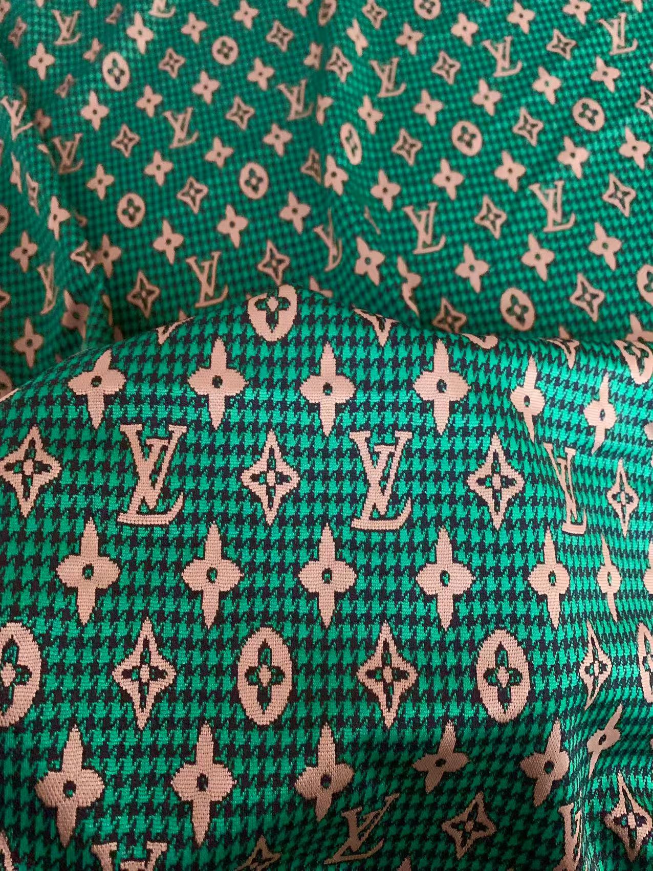 Craft Green LV Knitting Jacquard Cloth Fabric For Handmade Apparel ,Clothing ,Sneaker Upholstery Goods By Yard