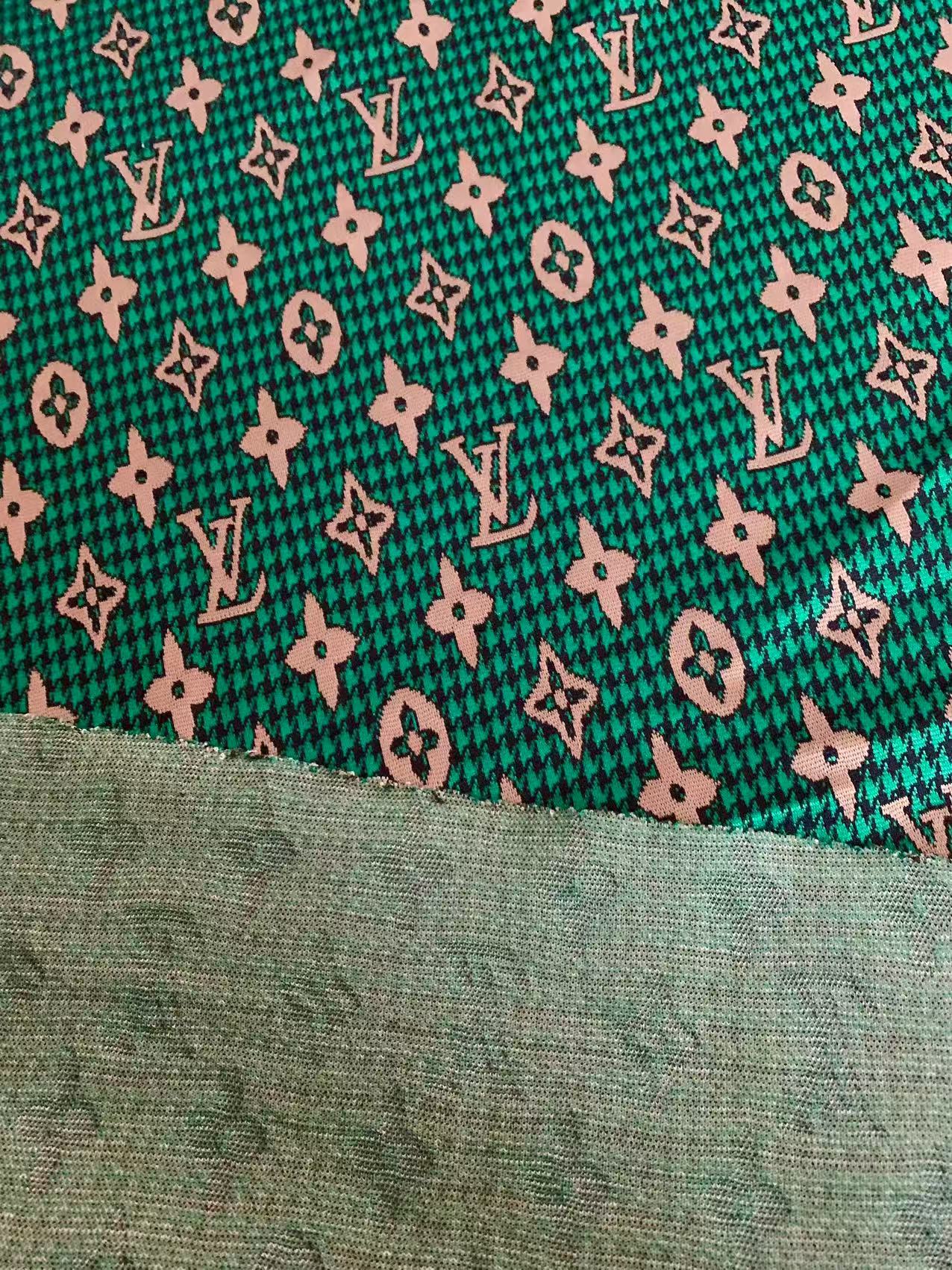 Craft Green LV Knitting Jacquard Cloth Fabric For Handmade Apparel ,Clothing ,Sneaker Upholstery Goods By Yard