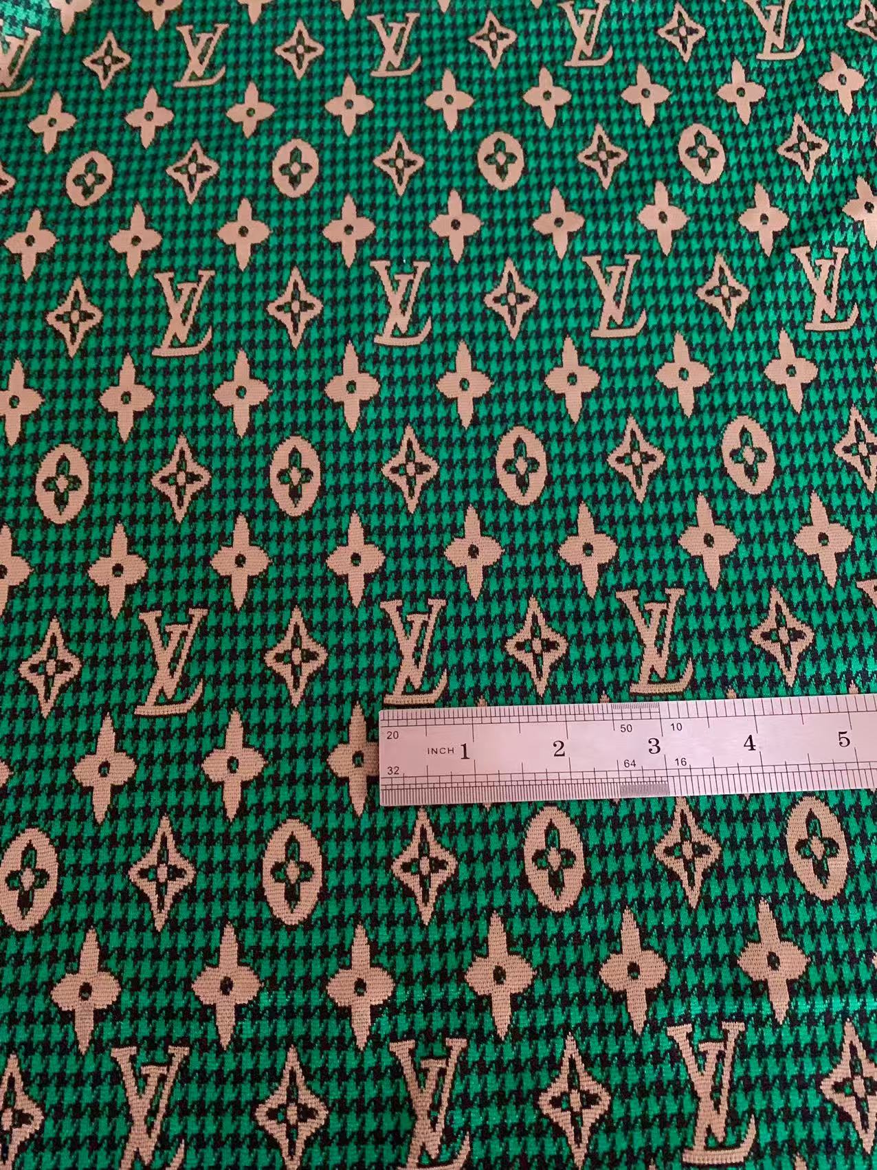 Craft Green LV Knitting Jacquard Cloth Fabric For Handmade Apparel ,Clothing ,Sneaker Upholstery Goods By Yard