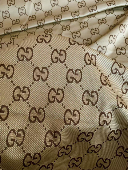 Craft 0.8" Tan Gucci Knitting Jacquard Cloth Fabric For Handmade Apparel ,Clothing ,Sneaker Upholstery Goods By Yard