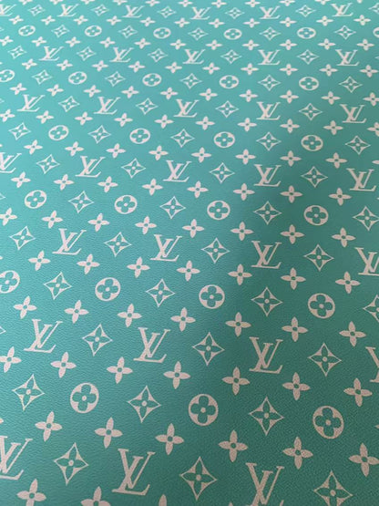 Classic Bright Blue LV Vinyl leather fabric&nbsp; For Handmade Handicraft Goods