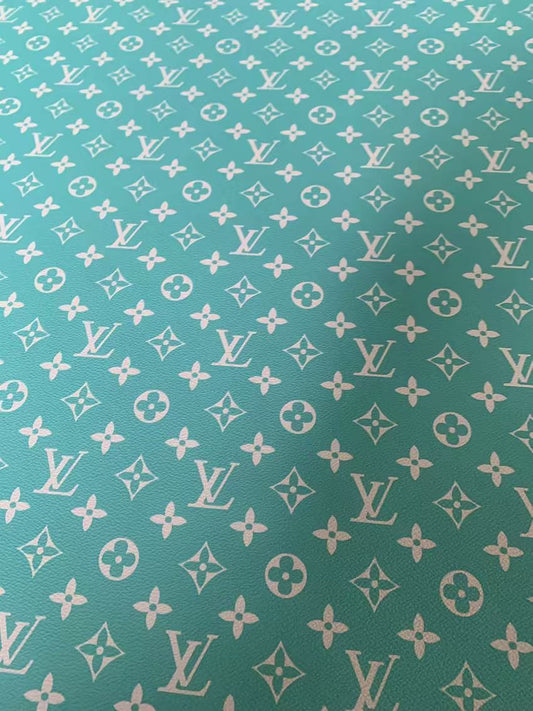 Classic Bright Blue LV Vinyl leather fabric&nbsp; For Handmade Handicraft Goods