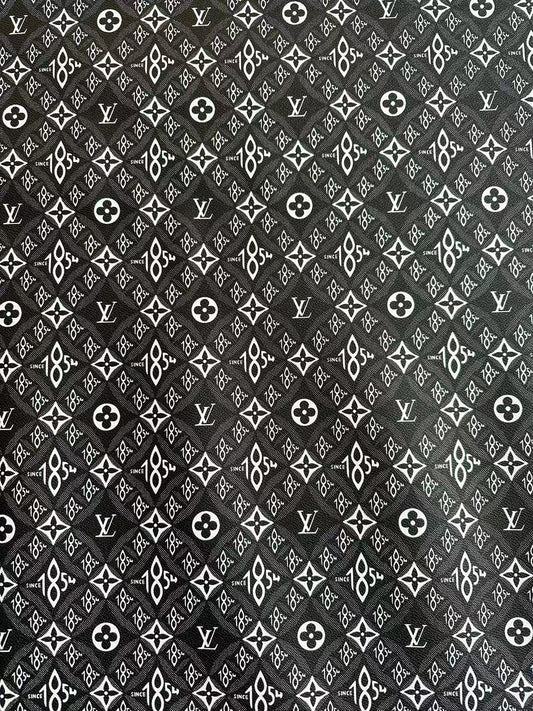 New Black 1854 LV leather Fabric For Handmade Sneaker, Bag, Upholstery Goods By Yard
