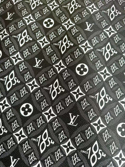 New Black 1854 LV leather Fabric For Handmade Sneaker, Bag, Upholstery Goods By Yard