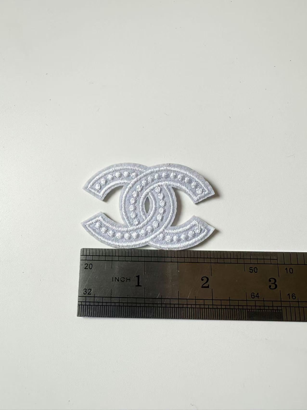 Craft Sewing Black and White Embroidery 2.1"x1.3" Chanel Patch By Pieces