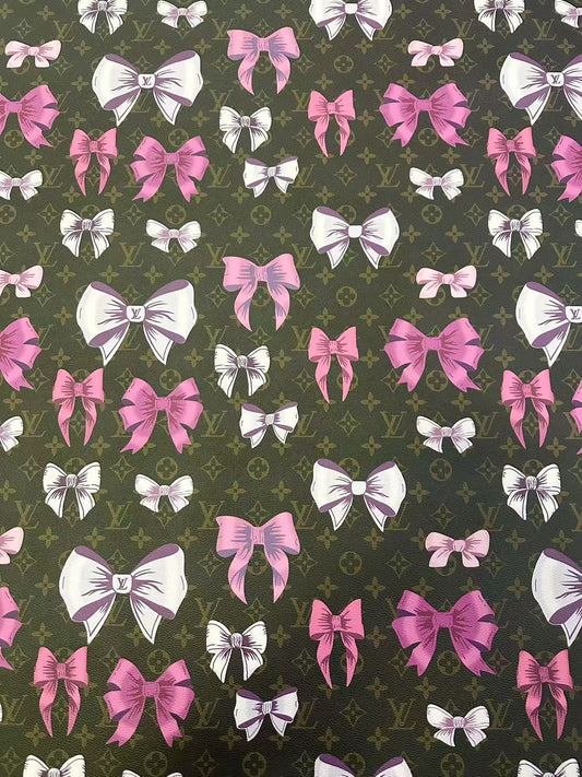 Fashion LV With Bow Vinyl Leather Fabric For Handmade Sneaker,Upholstery Goods By Yard
