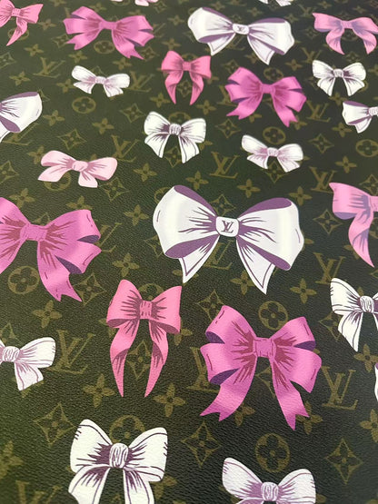 Fashion LV With Bow Vinyl Leather Fabric For Handmade Sneaker,Upholstery Goods By Yard