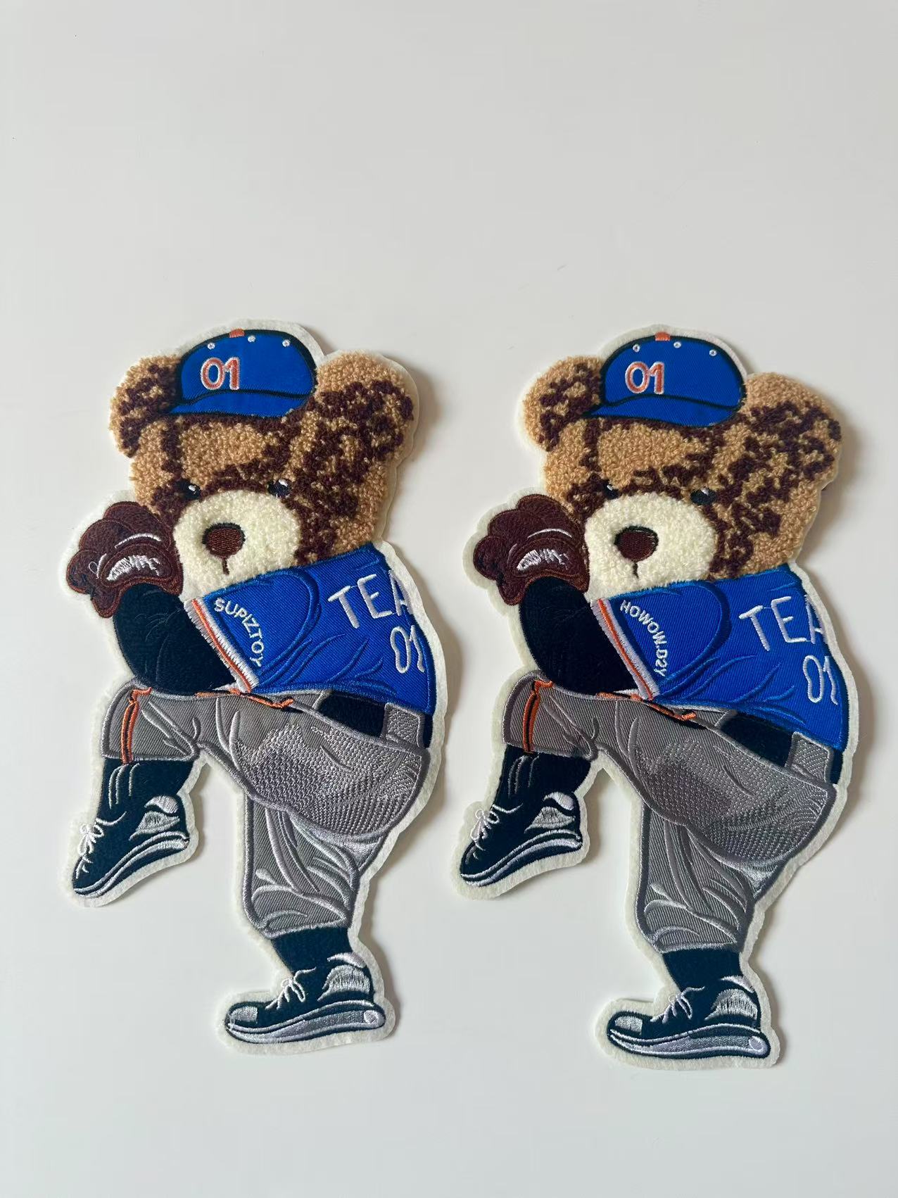 Craft POLO Bear Baseball Player 6"x11 "Embroidery Jacquard Label For Handmade Handicraft Goods