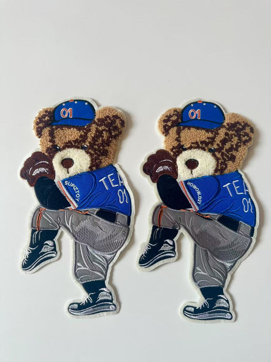 Craft POLO Bear Baseball Player 6"x11 "Embroidery Jacquard Label For Handmade Handicraft Goods