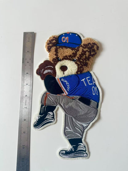 Craft POLO Bear Baseball Player 6"x11 "Embroidery Jacquard Label For Handmade Handicraft Goods