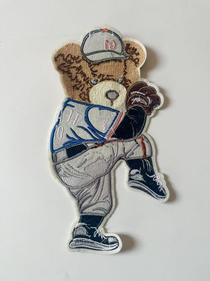 Craft POLO Bear Baseball Player 6"x11 "Embroidery Jacquard Label For Handmade Handicraft Goods
