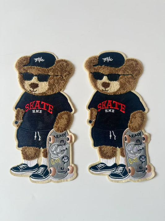 Craft POLO Bear With Skateboard 5"x10.6 "Embroidery Jacquard Label For Handmade Handicraft Goods