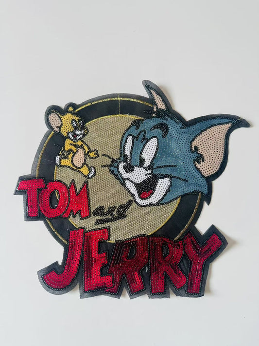 Craft Tom And Jerry 12.5"x10.5"Embroidery Sequins Patches For Handmade Apparel