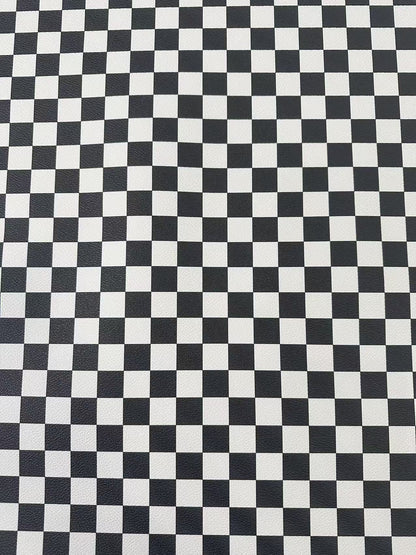 Fashion Black With White Plaid Leather For Handmade Goods