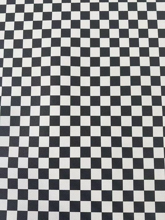 Fashion Black With White Plaid Leather For Handmade Goods