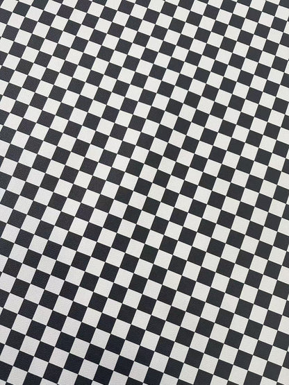 Fashion Black With White Plaid Leather For Handmade Goods