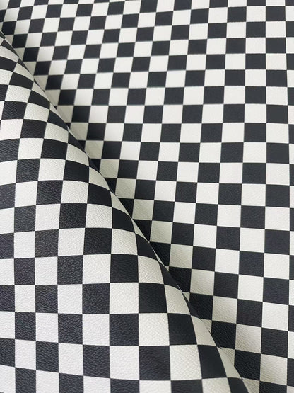 Fashion Black With White Plaid Leather For Handmade Goods