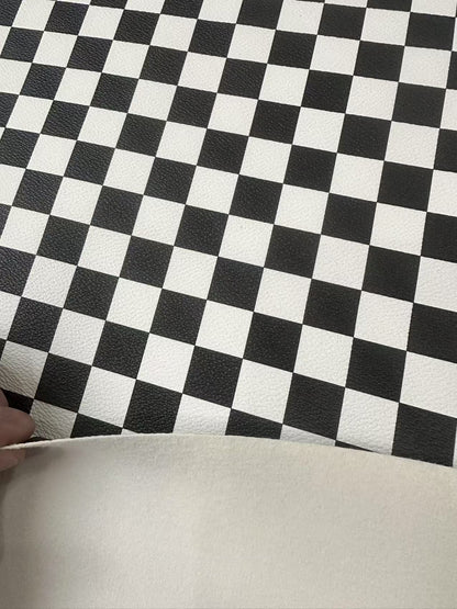 Fashion Black With White Plaid Leather For Handmade Goods