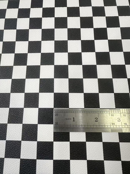 Fashion Black With White Plaid Leather For Handmade Goods