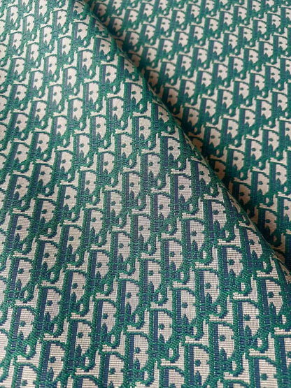 Craft Dior Canvas Jacquard Cloth Fabric For Handmade Bags, Sneaker, Hat Fabric By Yard(Green)