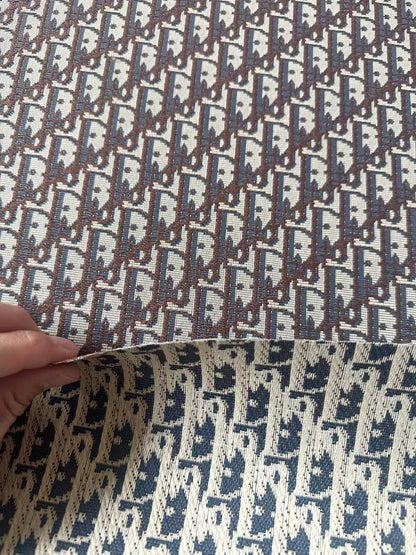 Craft Dior Canvas Jacquard Cloth Fabric For Handmade Bags, Sneaker, Hat Fabric By Yard(Coffee)