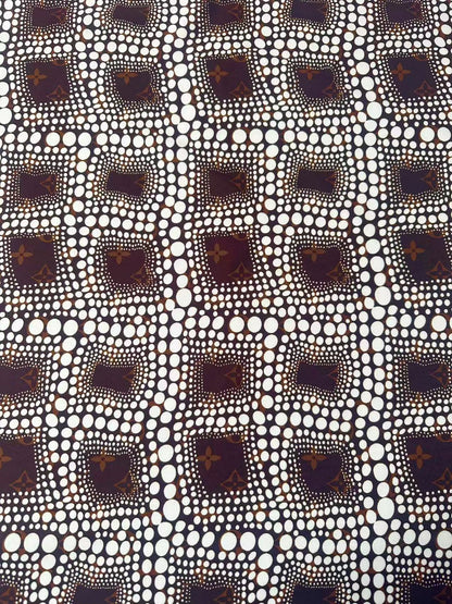 Craft Brown LV With White Dots Cotton And Polyester Cloth Fabric For DIY Handicraft Apparel