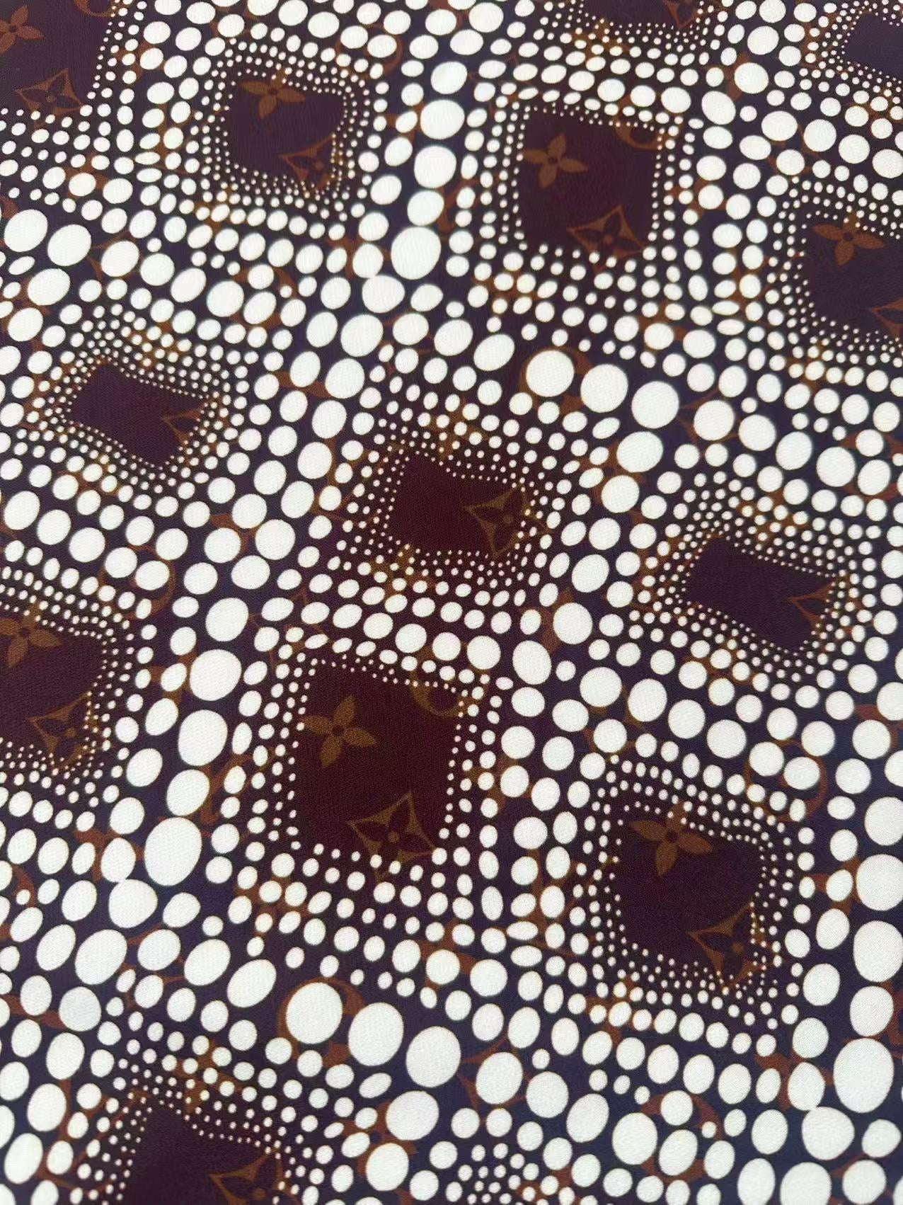 Craft Brown LV With White Dots Cotton And Polyester Cloth Fabric For DIY Handicraft Apparel