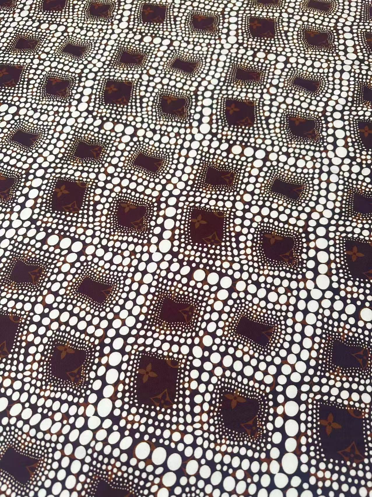 Craft Brown LV With White Dots Cotton And Polyester Cloth Fabric For DIY Handicraft Apparel