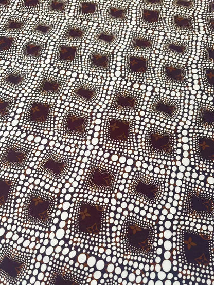 Craft Brown LV With White Dots Cotton And Polyester Cloth Fabric For DIY Handicraft Apparel