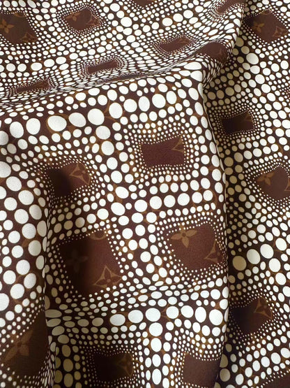 Craft Brown LV With White Dots Cotton And Polyester Cloth Fabric For DIY Handicraft Apparel