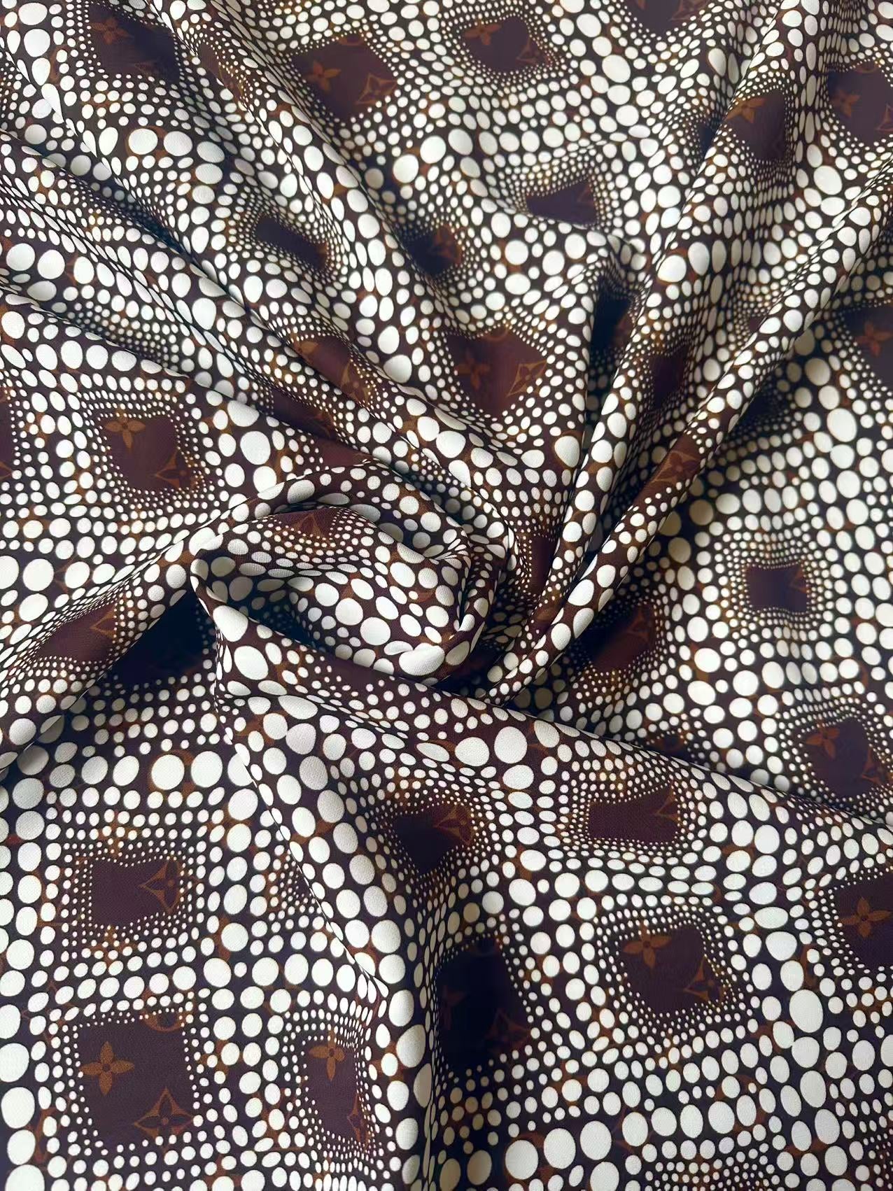 Craft Brown LV With White Dots Cotton And Polyester Cloth Fabric For DIY Handicraft Apparel