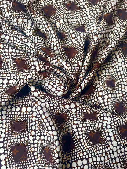 Craft Brown LV With White Dots Cotton And Polyester Cloth Fabric For DIY Handicraft Apparel