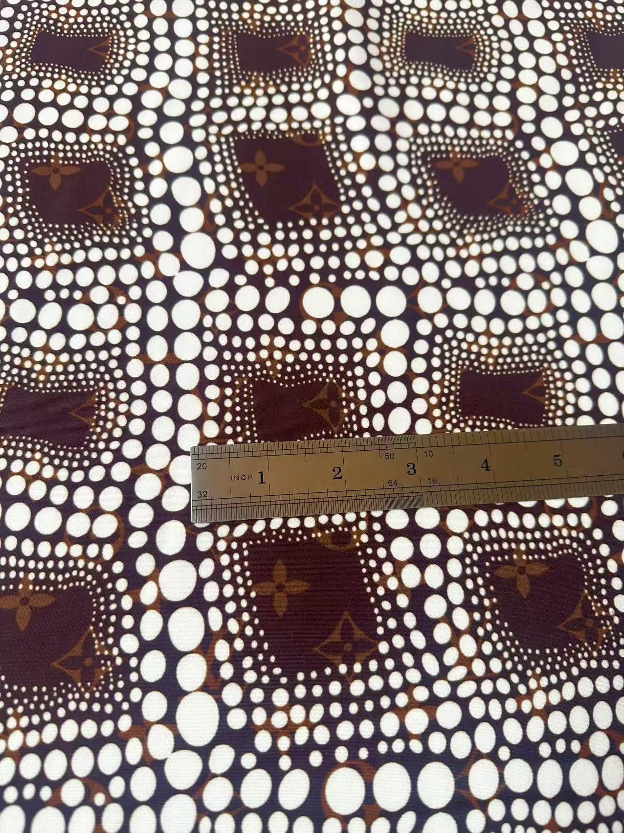 Craft Brown LV With White Dots Cotton And Polyester Cloth Fabric For DIY Handicraft Apparel