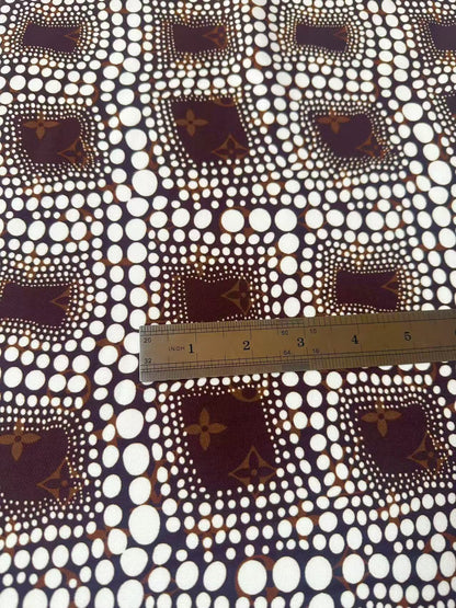 Craft Brown LV With White Dots Cotton And Polyester Cloth Fabric For DIY Handicraft Apparel