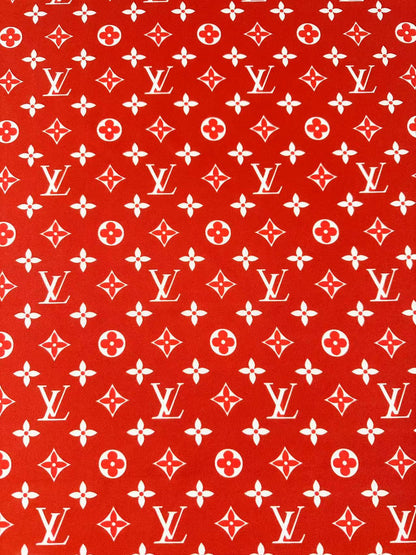 Craft Red With White LV Cotton And Polyester Cloth Fabric For DIY Handicraft Apparel