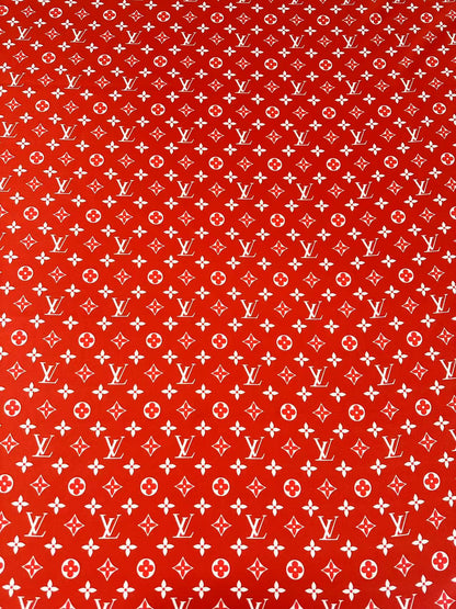 Craft Red With White LV Cotton And Polyester Cloth Fabric For DIY Handicraft Apparel